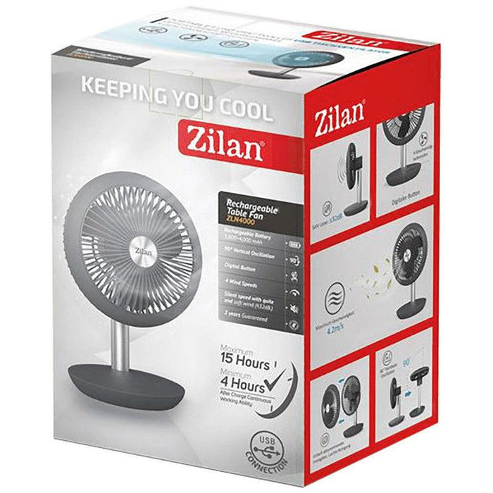 Zilan Ventilator stoni, punjivi, USB - ZLN4000