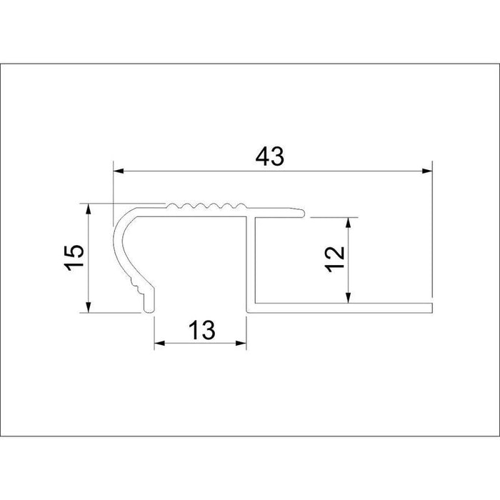 Aluminijumski stepenišni reljefni profil 390 H=12mm