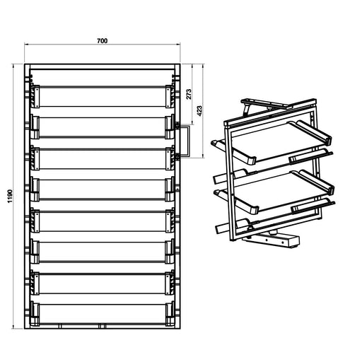 UP cipelar 71x32x135-155cm HS