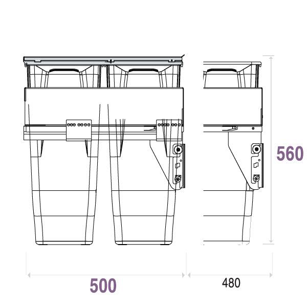 Ugradna kanta sa metalnim ramom 70l-sv.siva 588 (SET)