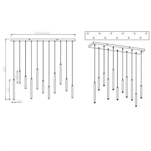 LED Visilica TUBULAR 11×2.8W bela mat 321611131