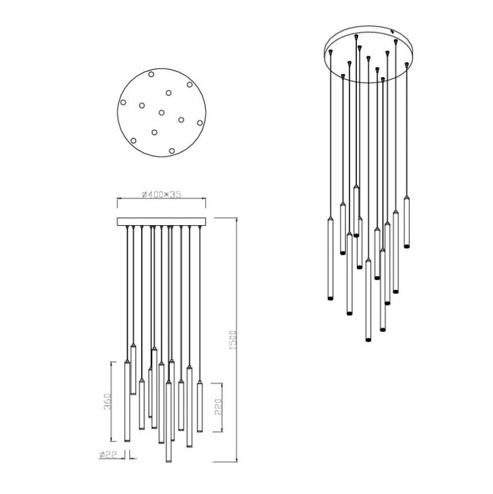 LED Visilica TUBULAR krug 11×2.8W bela 321691131