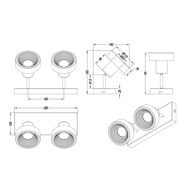 SPOT LAMPA LEON 2XGU10 CRNA 800700232