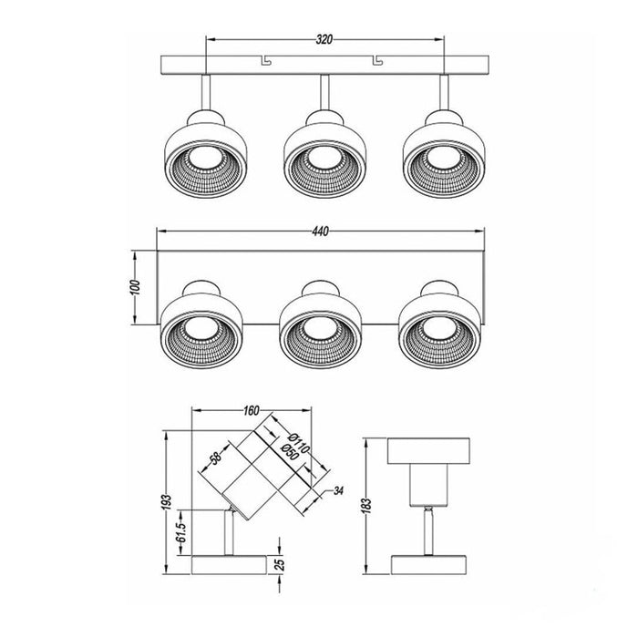 SPOT LAMPA LEON 3XGU10 CRNA 800700332
