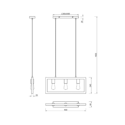 Visilica AGRA 3xE27 crna mat 313800332