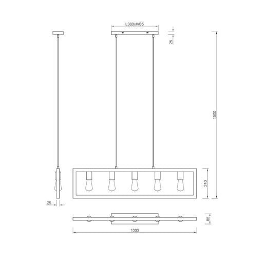 Visilica AGRA 5xE27 crna mat 313800532