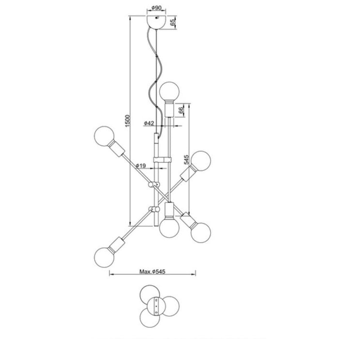 Visilica CROSS 6xE27 crna-zlatna 306700632